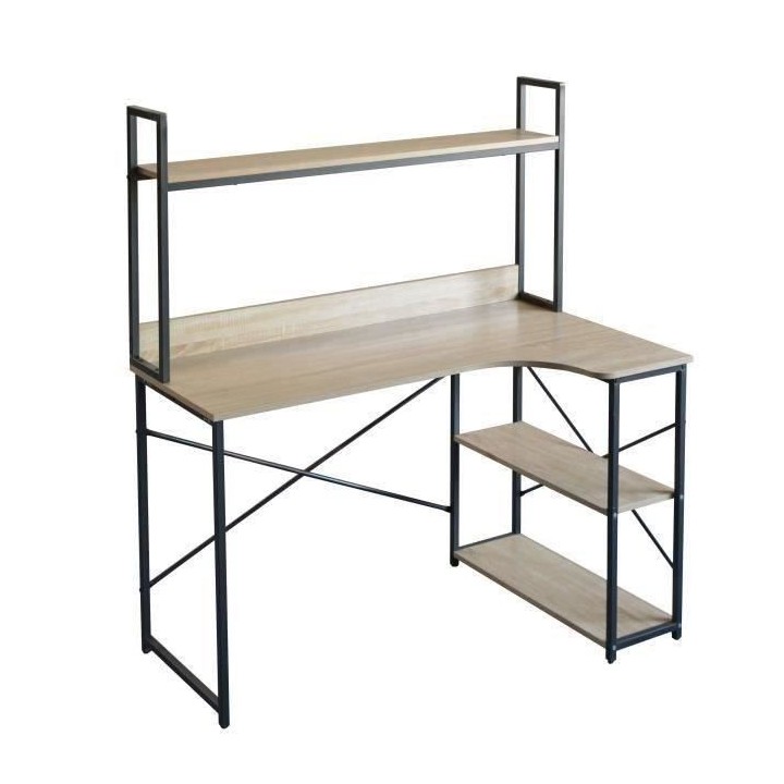 Bureau avec étageres en metal - L 120 x P 73 x H 135 cm - MANCHESTER