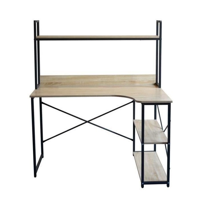 Bureau avec étageres en metal - L 120 x P 73 x H 135 cm - MANCHESTER
