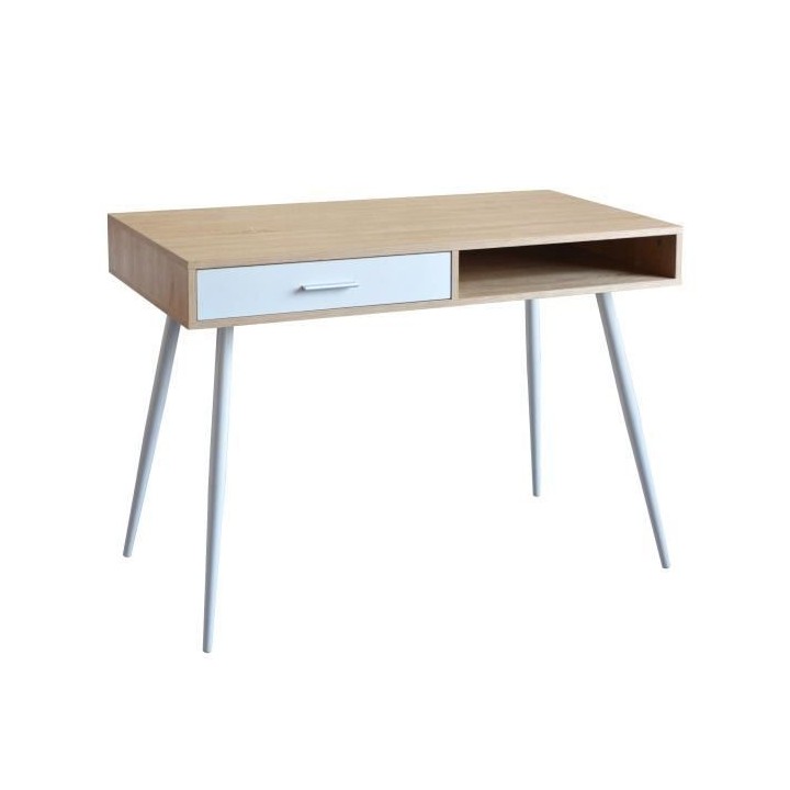 Bureau en métal 1 tiroir - L 110 x P 50 x H 75 cm - STUDY