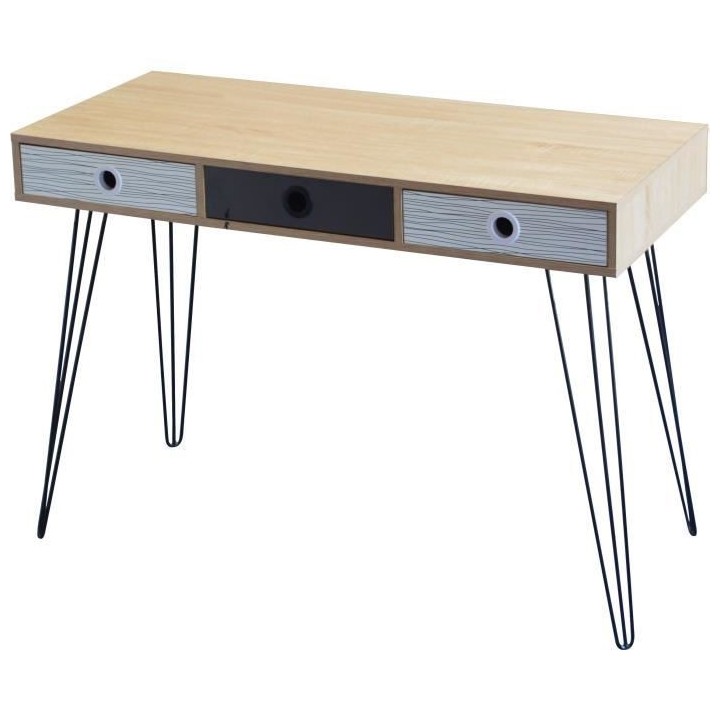 Bureau 3 tiroirs en métal - L 115 x P 50 x H 75 cm - BIRMINGHAM
