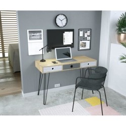 Bureau 3 tiroirs en métal - L 115 x P 50 x H 75 cm - BIRMINGHAM