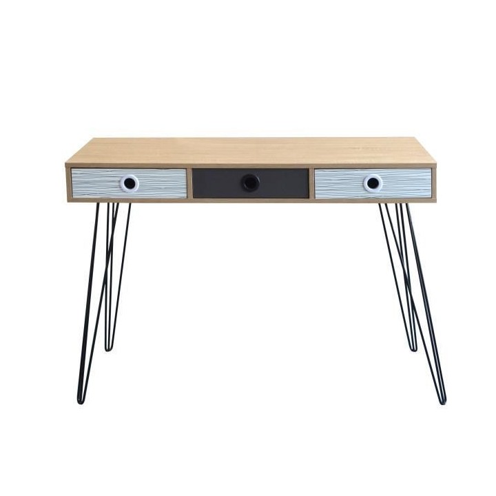 Bureau 3 tiroirs en métal - L 115 x P 50 x H 75 cm - BIRMINGHAM