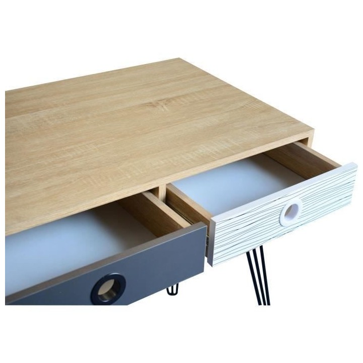 Bureau 3 tiroirs en métal - L 115 x P 50 x H 75 cm - BIRMINGHAM