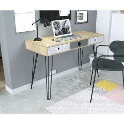 Bureau 3 tiroirs en métal - L 115 x P 50 x H 75 cm - BIRMINGHAM