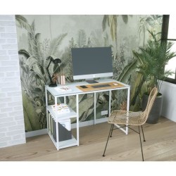 Bureau en metal - Blanc - L 110 x P 55 x H 75 cm - CORY