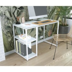 Bureau en metal - Blanc - L 110 x P 55 x H 75 cm - CORY