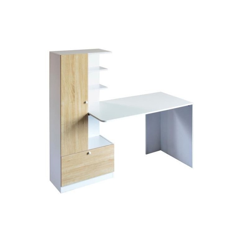 Bureau avec étageres - Blanc - L 160 x P 60 x H 135 cm - ACADEMY