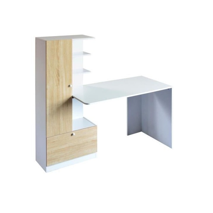 Bureau avec étageres - Blanc - L 160 x P 60 x H 135 cm - ACADEMY