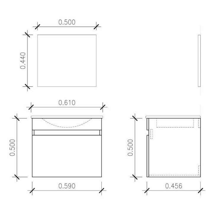 LUNA Ensemble salle de bain simple vasque L 60 cm - Noir mat