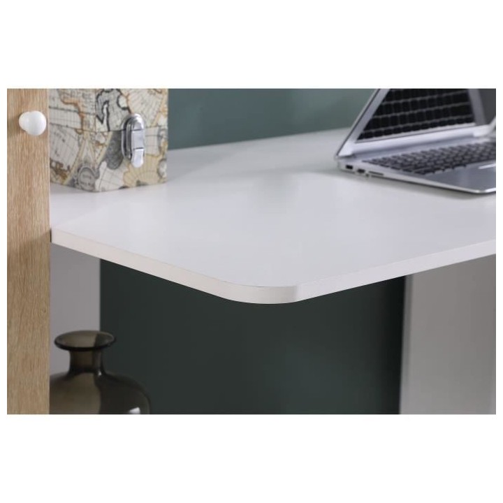 Bureau avec étageres - Blanc - L 160 x P 60 x H 135 cm - ACADEMY