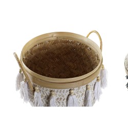 Set de basket DKD Home Decor 39 x 39 x 55 cm Bambou Frange Boho