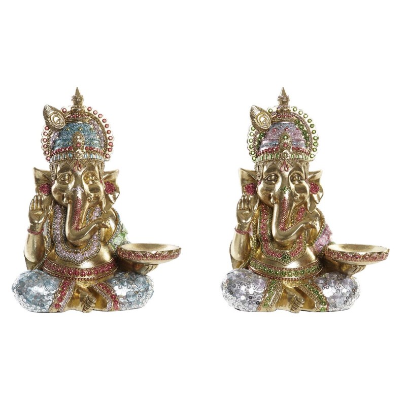 Figurine Décorative DKD Home Decor Doré Multicouleur Indien 18 x 13 x 24 cm (2 Unités)