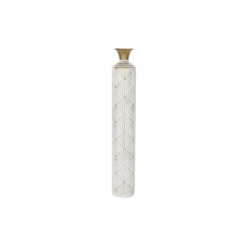 Vase DKD Home Decor 14,5 x 14,5 x 91 cm Doré Métal Blanc Fer