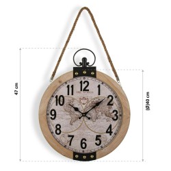 Horloge Murale Versa Mapamundi 40 x 6,5 x 47 cm Bois MDF