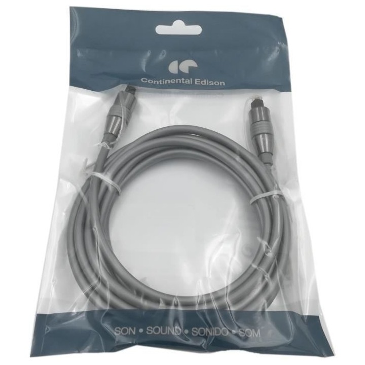 CONTINENTAL EDISON Câble Fibre optique 2.5 m EIAJ Toslink mâle/mâle
