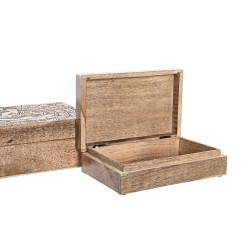 Boîte à bijoux DKD Home Decor Marron Bois de manguier 25 x 17 x 9 cm Brun foncé (2 Unités)