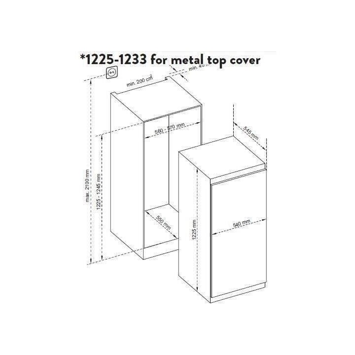 Réfrigérateur 1 porte encastrable CONTINENTAL EDISON CE1DL204E1 204
