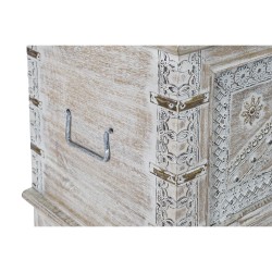 Coffre DKD Home Decor 88 x 40 x 45 cm Blanc Laiton Bois de manguier