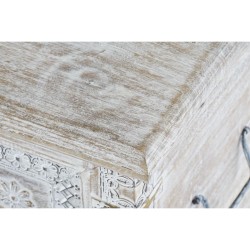 Coffre DKD Home Decor 88 x 40 x 45 cm Blanc Laiton Bois de manguier