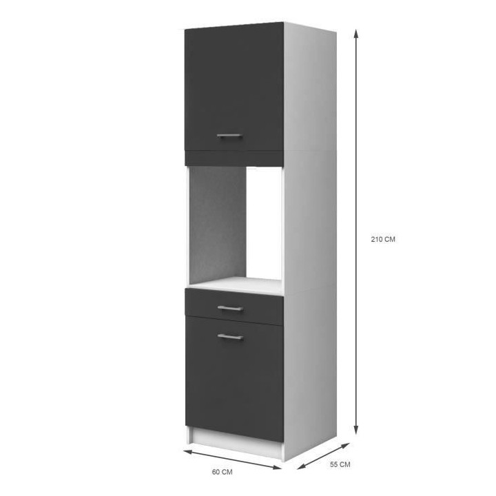 EXTRA Colonne de cuisine L 60 cm - Gris mat