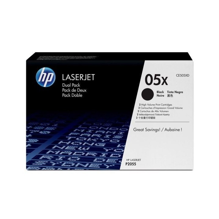 HP 05X Pack de 2 toners noirs LaserJet grande capacité authentiques (