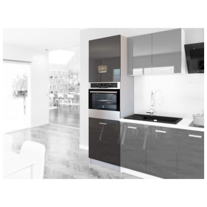EXTRA - Meuble colonne four de cuisine L 60cm - Gris Laqué