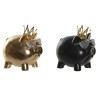 Figurine Décorative DKD Home Decor 13,5 x 11 x 14 cm Noir Doré Cochon (2 Unités)