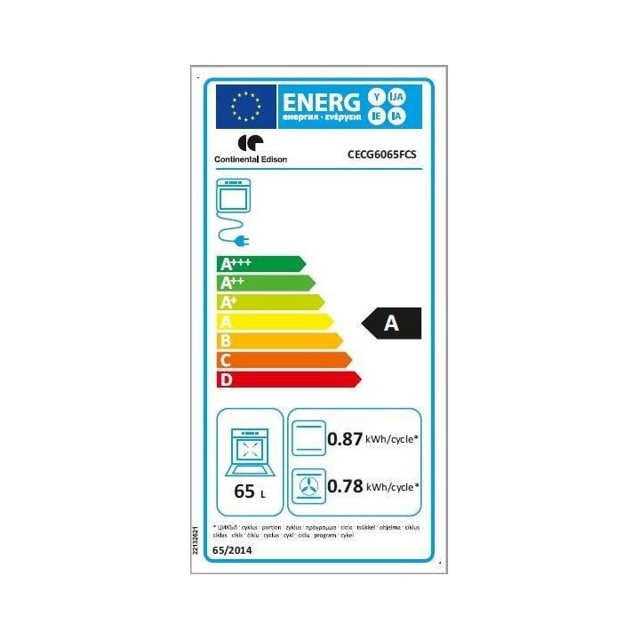 CONTINENTAL EDISON - CECG6065FCSCuisiniere table gaz-4 foyers-Four él