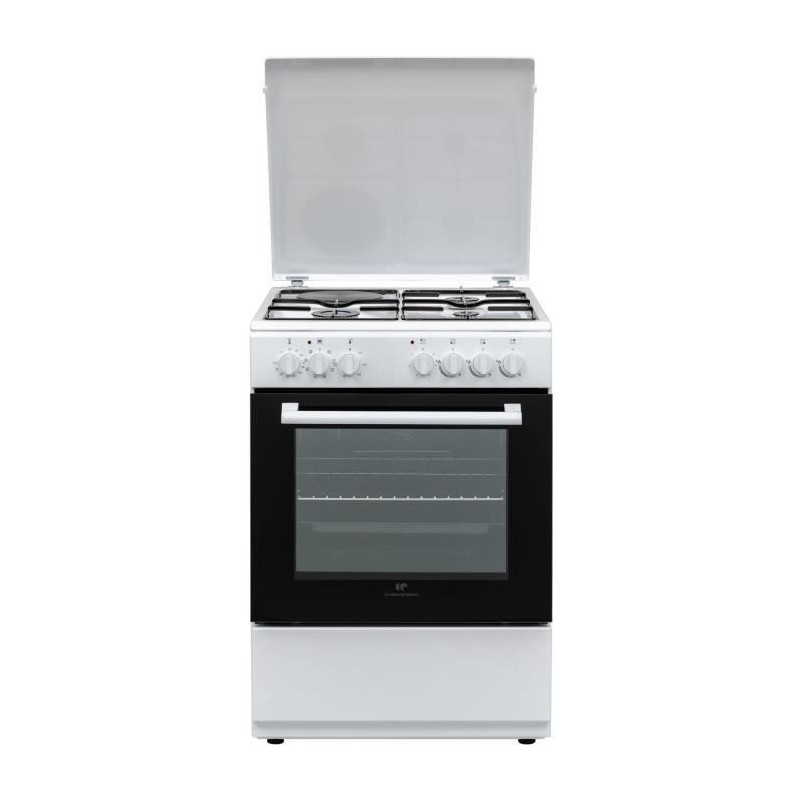 CONTINENTAL EDISON Cuisiniere mixte 3+1 60x60 Multifonction Cata Allumage auto, four 65L white