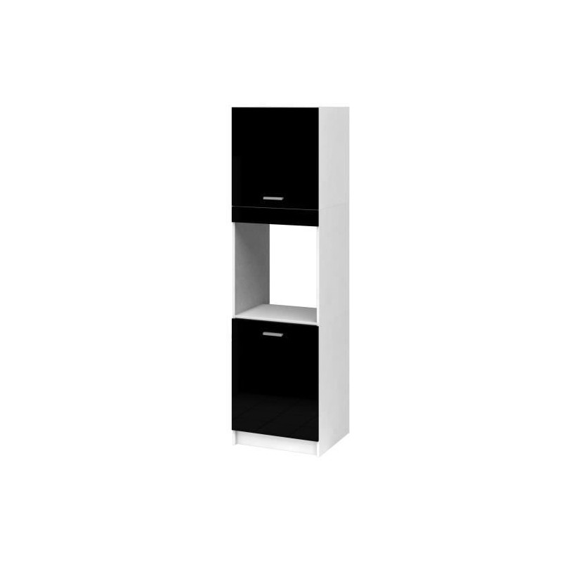 EXTRA - Meuble colonne four de cuisine L 60cm - Noir Laqué