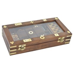 Jeu de société DKD Home Decor Verre Laiton Palissandre (29.5 x 14.5 x 6 cm) (2 x 2 x 2 cm) (12,5 x 12,5 x 1 cm) (2,5 x 5 x 1 cm)