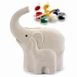 Tirelire Eléphant Céramique Blanc (8,3 x 14 x 12 cm) (12 Unités)