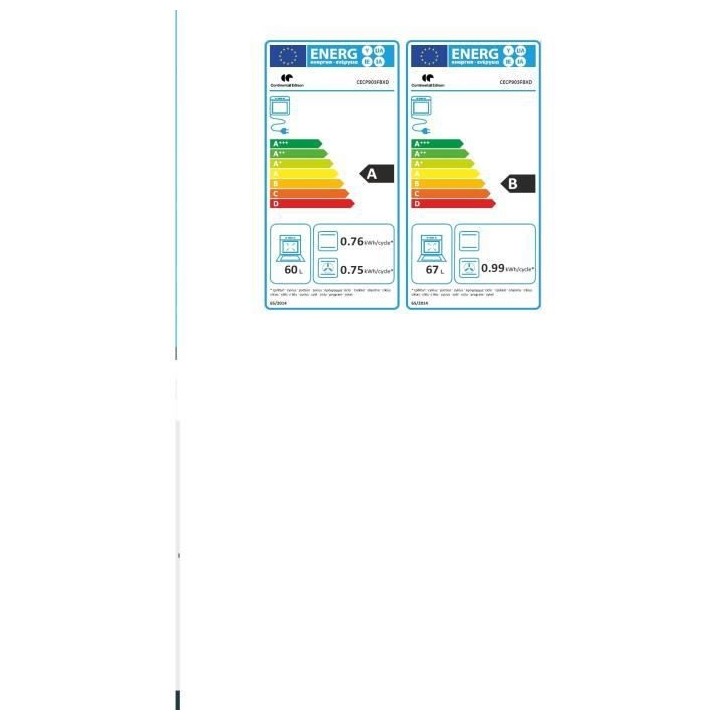 Cuisiniere piano gaz 3 fours électriques CONTINENTAL EDISON CECP903FB