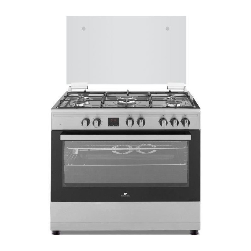 CONTINENTAL EDISON Cuisiniere piano four multifonctions catalyse 100L affichage digital L90 xH 85 cm INOX