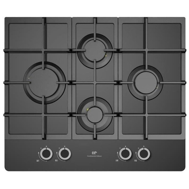 Plaque de cuisson gaz CONTINENTAL EDISON 4 foyers L60 x P51 cm CECTG4G