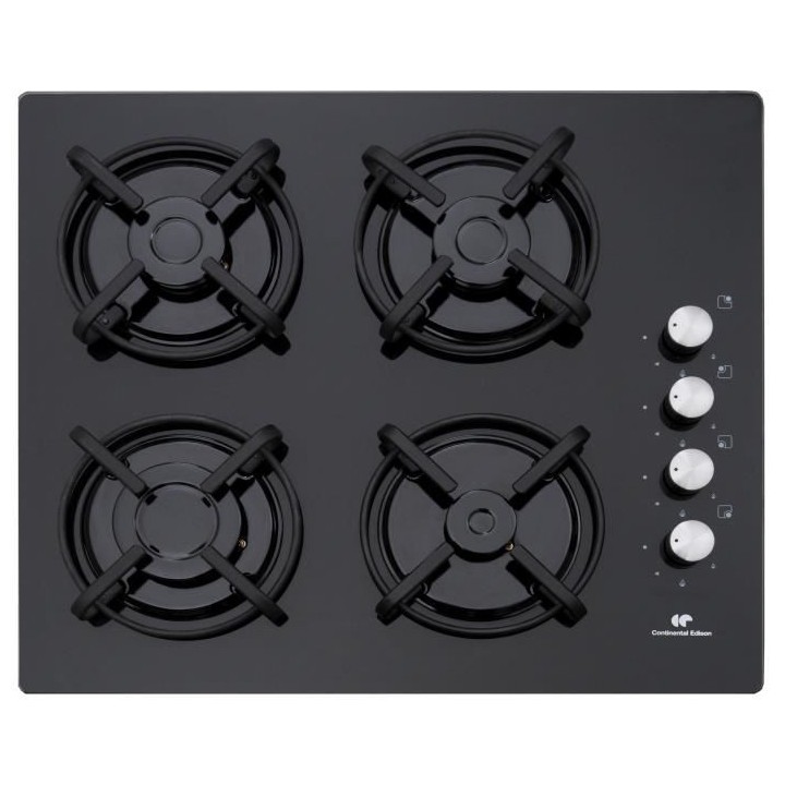 Plaque de cuisson gaz CONTINENTAL EDISON 4 foyers L58 x P50 cm CECTG4V