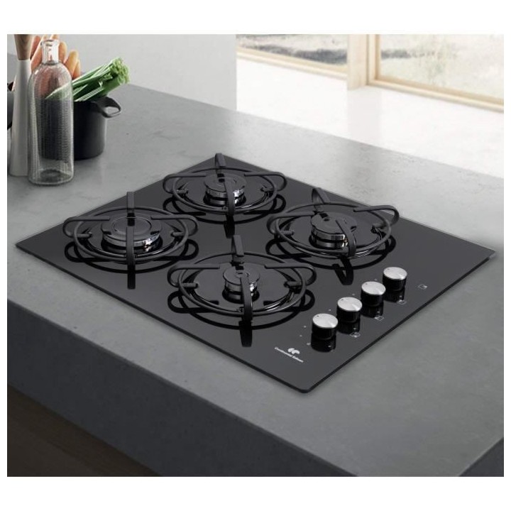 Plaque de cuisson gaz CONTINENTAL EDISON 4 foyers L58 x P50 cm CECTG4V