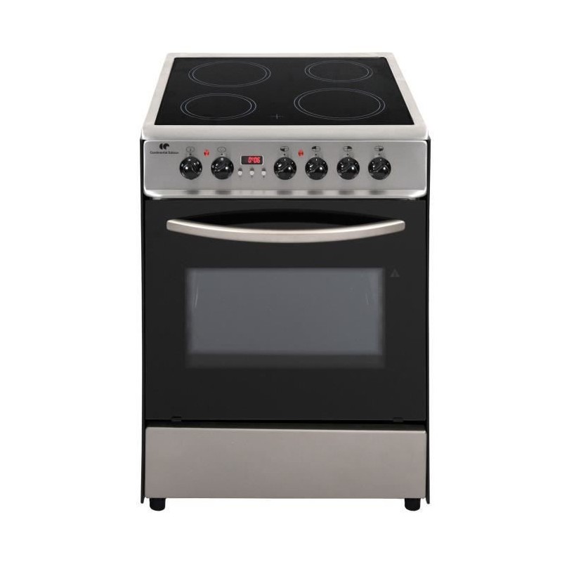 CONTINENTAL EDISON - Cuisiniere vitrocéramique - 60x60 - Multifonction - catalyse - Minuteur - Classe A - timer digital - Inox