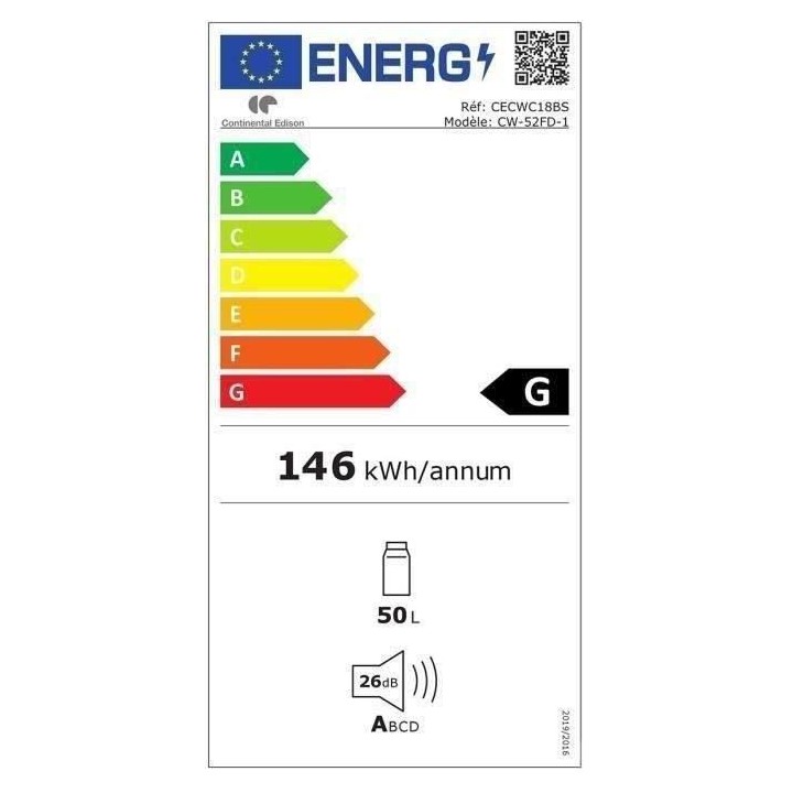La Nouvelle Cave by Continental Edison Cave a vin 18 bouteilles, claye
