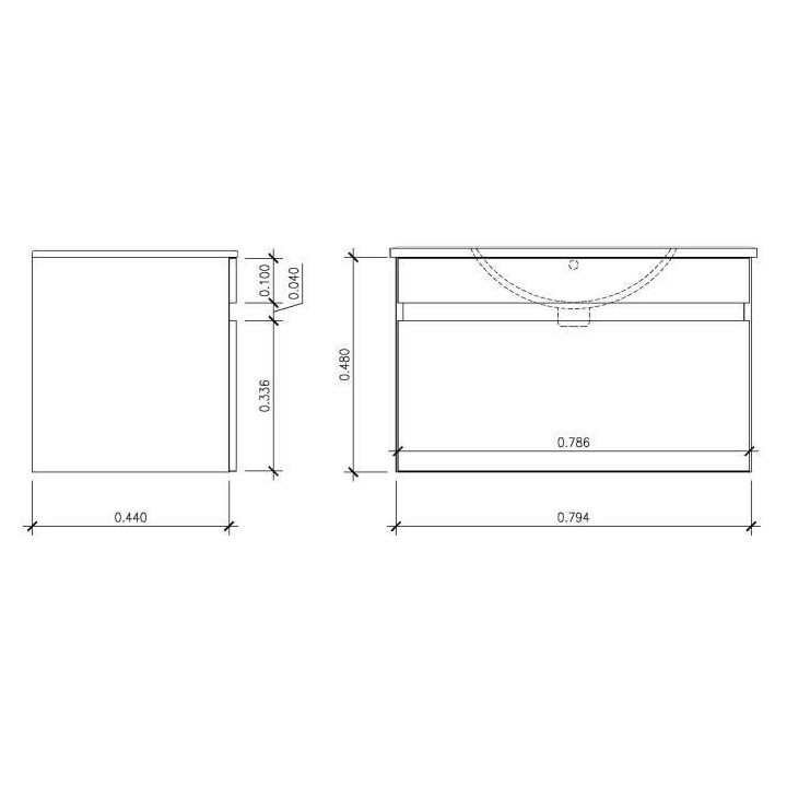 Salle de Bain complete L 80cm - Meuble + Vasque + Colonne vitrée - D