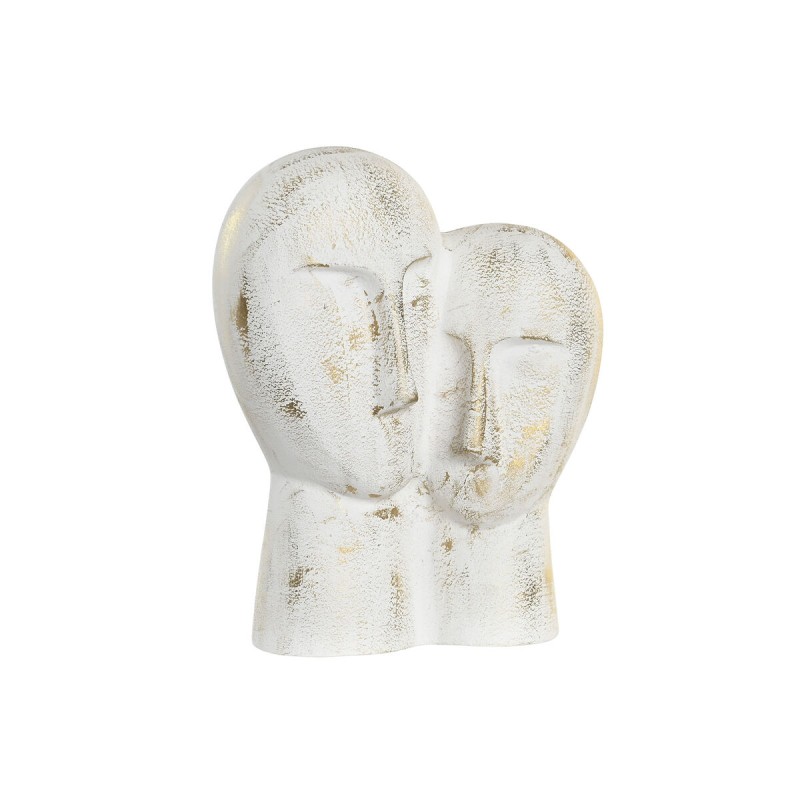 Figurine Décorative DKD Home Decor 23 x 10 x 30 cm Visage Doré Aluminium Blanc