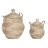 Set de basket DKD Home Decor Multicouleur Naturel Herbier marin Tropical 46 x 46 x 56 cm