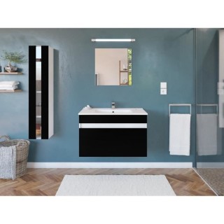 Salle de Bain complete L 80cm - Meuble + Vasque + Colonne vitrée - No