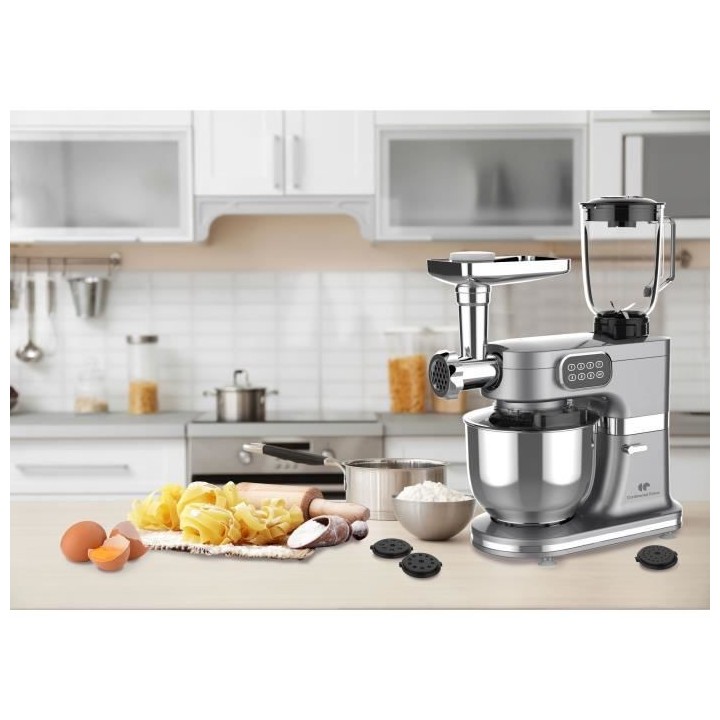 Robot pâtissier multifonction CONTINENTAL EDISON - 1000 W - Gris