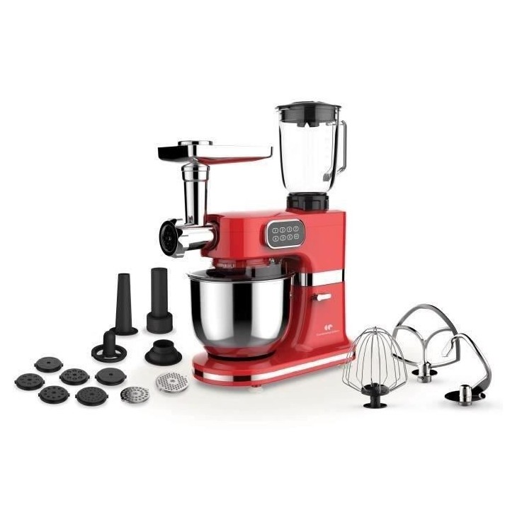 Robot pâtissier multifonction CONTINENTAL EDISON - Rouge - 1000 W
