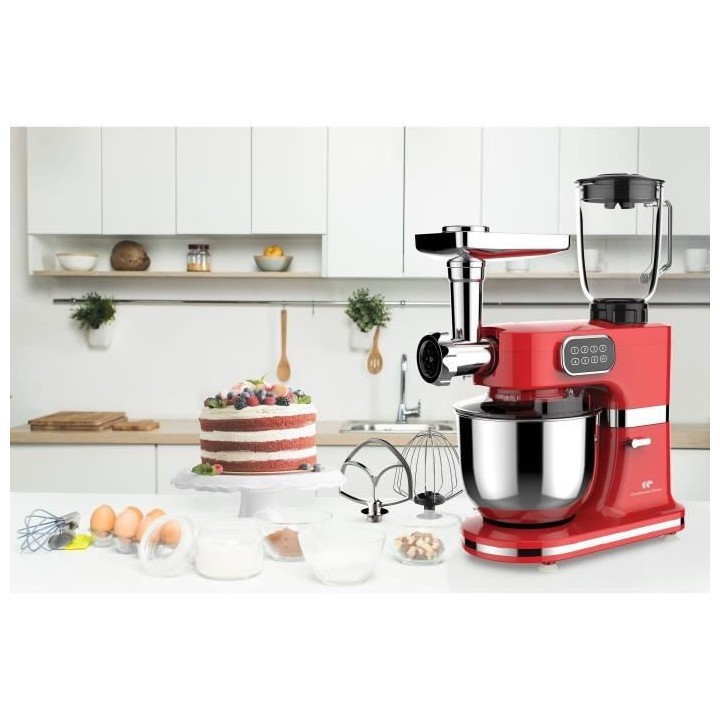 Robot pâtissier multifonction CONTINENTAL EDISON - Rouge - 1000 W
