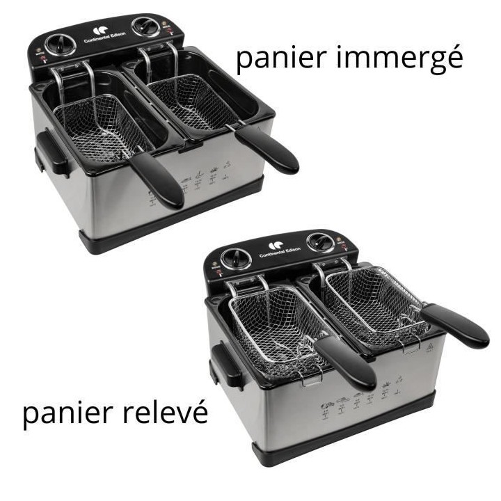 CONTINENTAL EDISON FRIN friteuse - 5 litres - 2 cuves - inox