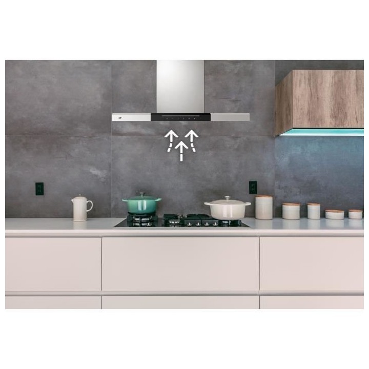Hotte décorative murale CONTINENTAL EDISON CEH60477B 60 cm - Inox ban