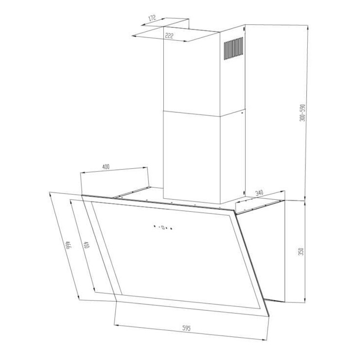 Hotte décorative murale CONTINENTAL EDISON CEH6052FULLB1 60 cm - Verr