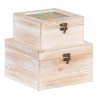 Boîte Décorative Volets Rotin 20 x 20 x 12 cm DMF (2 Unités)